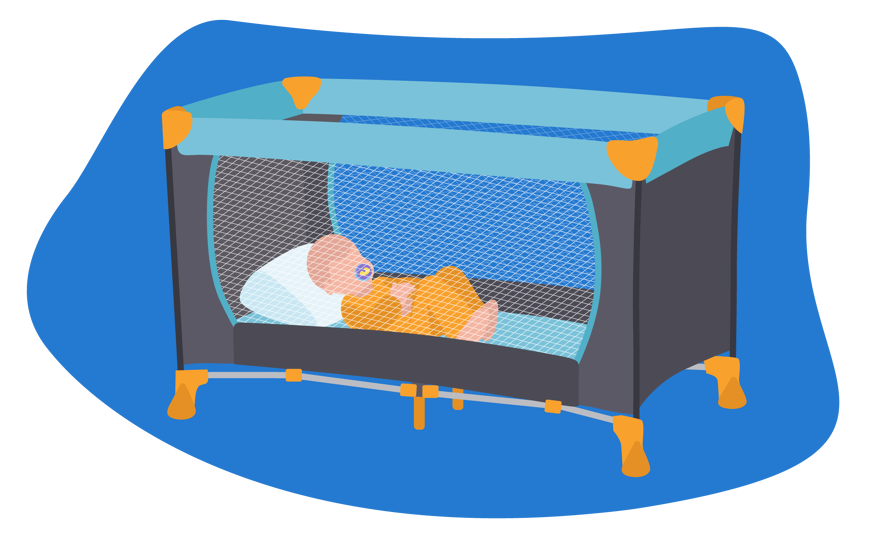 Baby with cot bed pillow